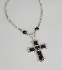Bold Details Cross Statement Necklace