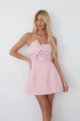 Alix Twist Front Bubble Pink Mini Dress
