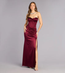 Alissa Satin Corset Slit Formal Dress