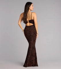 Arli Snake Velvet Burnout Mermaid Dress