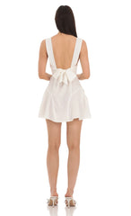 Plunge V-Neck Dress in White