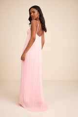 Avi Light Pink Pleated Sleeveless Maxi Dress