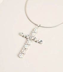Cross My Mind Rhinestone Chain Necklace
