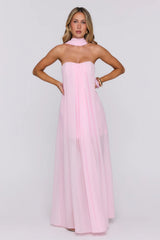 Silken Glow Strapless Maxi Dress Pink