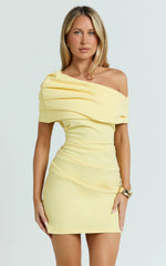 Asymmetrical Sleeve Dress in Yellow