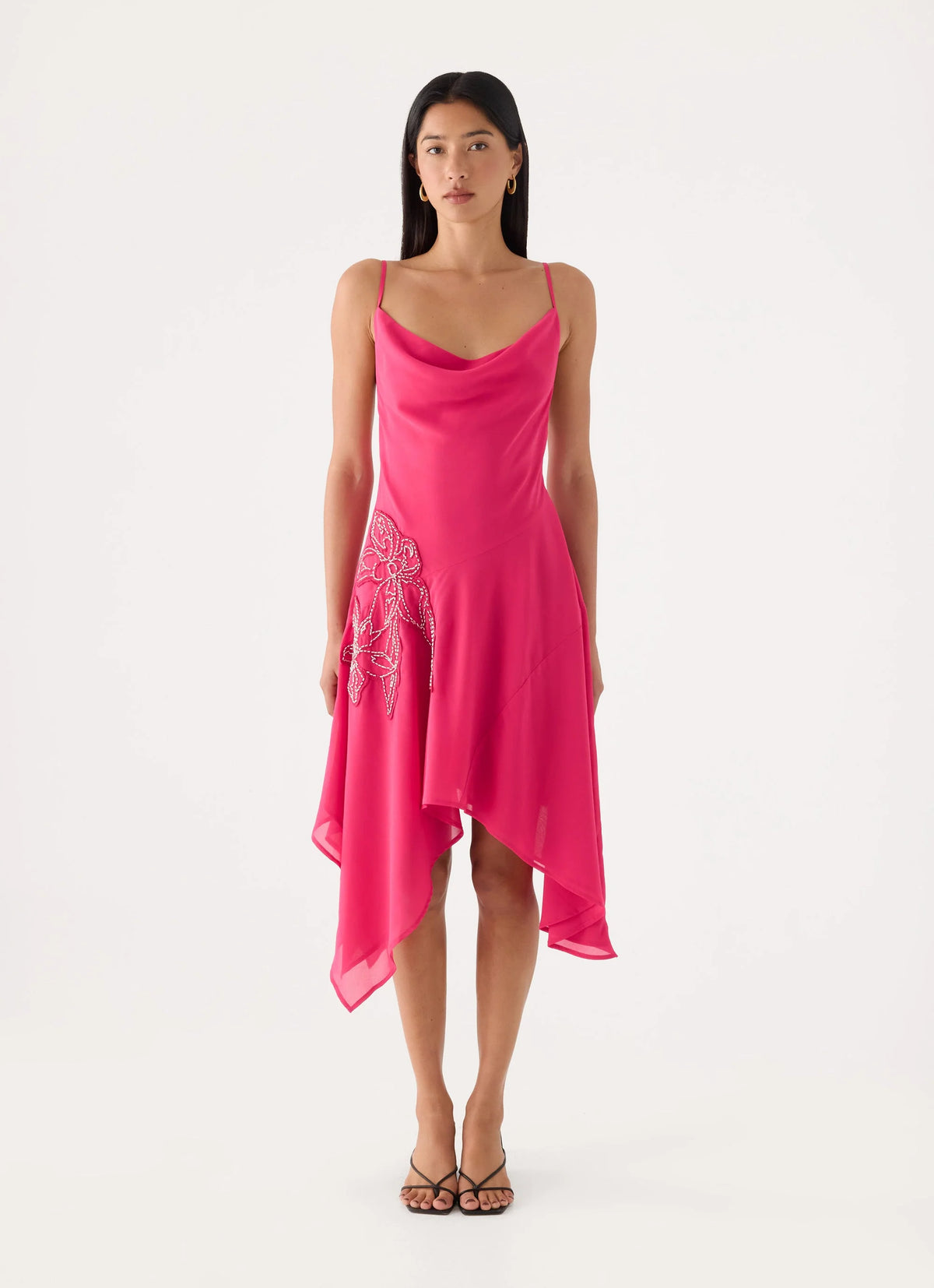 Pirama Beaded Midi Dress - Fuchsia
