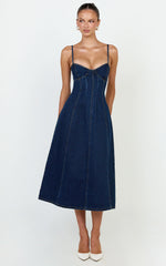 Recycled Denim Fit and Flare Dress in Indigo Wash