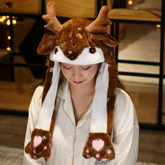 Santa Claus Elk Head Cover Party Hat with Moving Ears