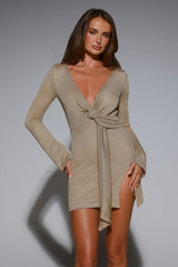 Aurora Luxe Long Sleeve Mini Dress Gold