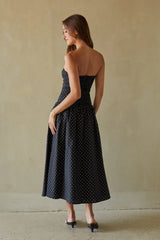 Joey Polka Dot Navy Midi Dress