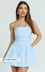 Strapless Drop Waist Dress in Blue