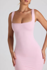 Modal Lace-Trim Midaxi Dress in Soft Pink