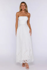 Entrance Moment Strapless Maxi Dress White