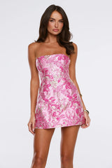 Twinkle Into Luxe Strapless Mini Dress Pink
