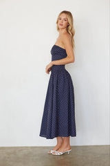 Joey Polka Dot Navy Midi Dress