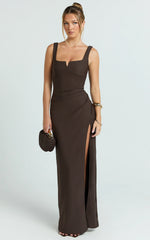 Square Neck Bodycon Dress in Chocolate