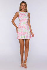 Gentle Luxury Embroidered Mini Dress Pink