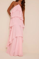 Aveley Light Pink Tiered Shift Maxi Dress