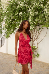 Glow Tide Halter Mini Dress Red