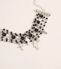 Cross My Heart Beaded Charm Bracelet