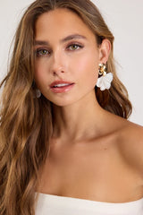 Sheena Ivory Flower Statement Earrings