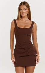Balconette Shaping Fitted Dress in Chocolate