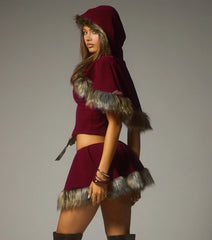 Little Red Velvet Hooded Cape