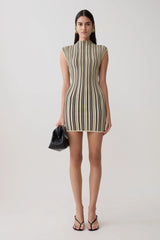 Meggie Striped Sleeveless Mini Dress - Black/Ivory