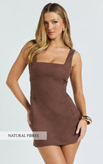 Square Neck A Line Dress in Chocolate